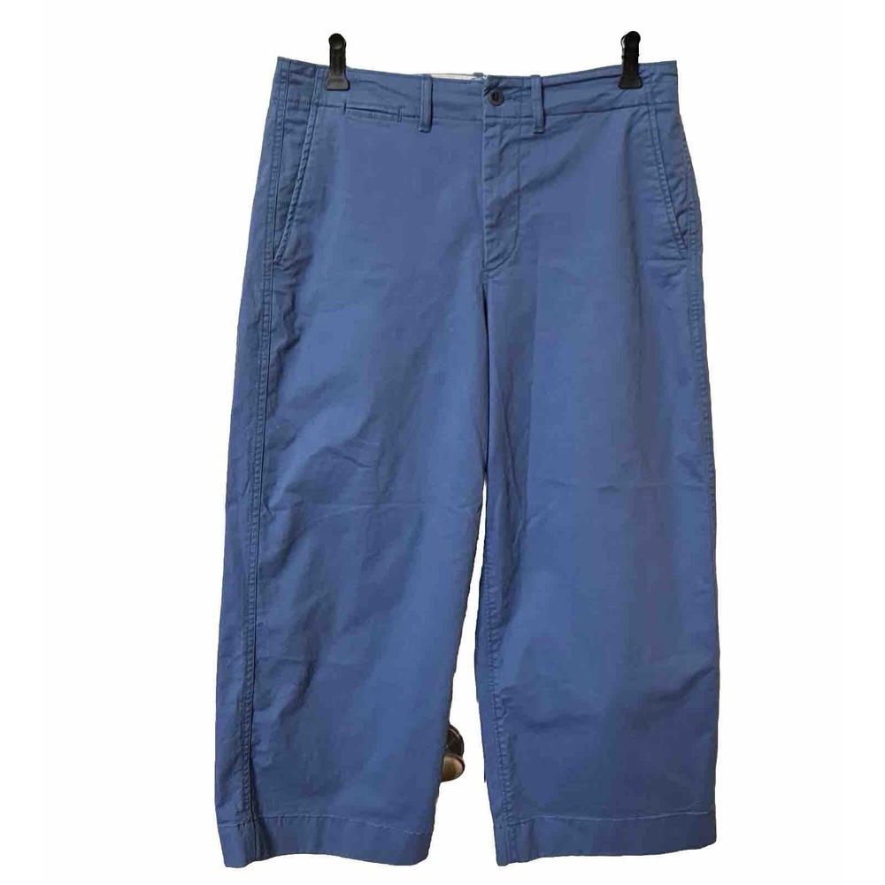 Polo Ralph Lauren Womens Blue Wide Leg Cropped Chino Pants Size 10 RN41381